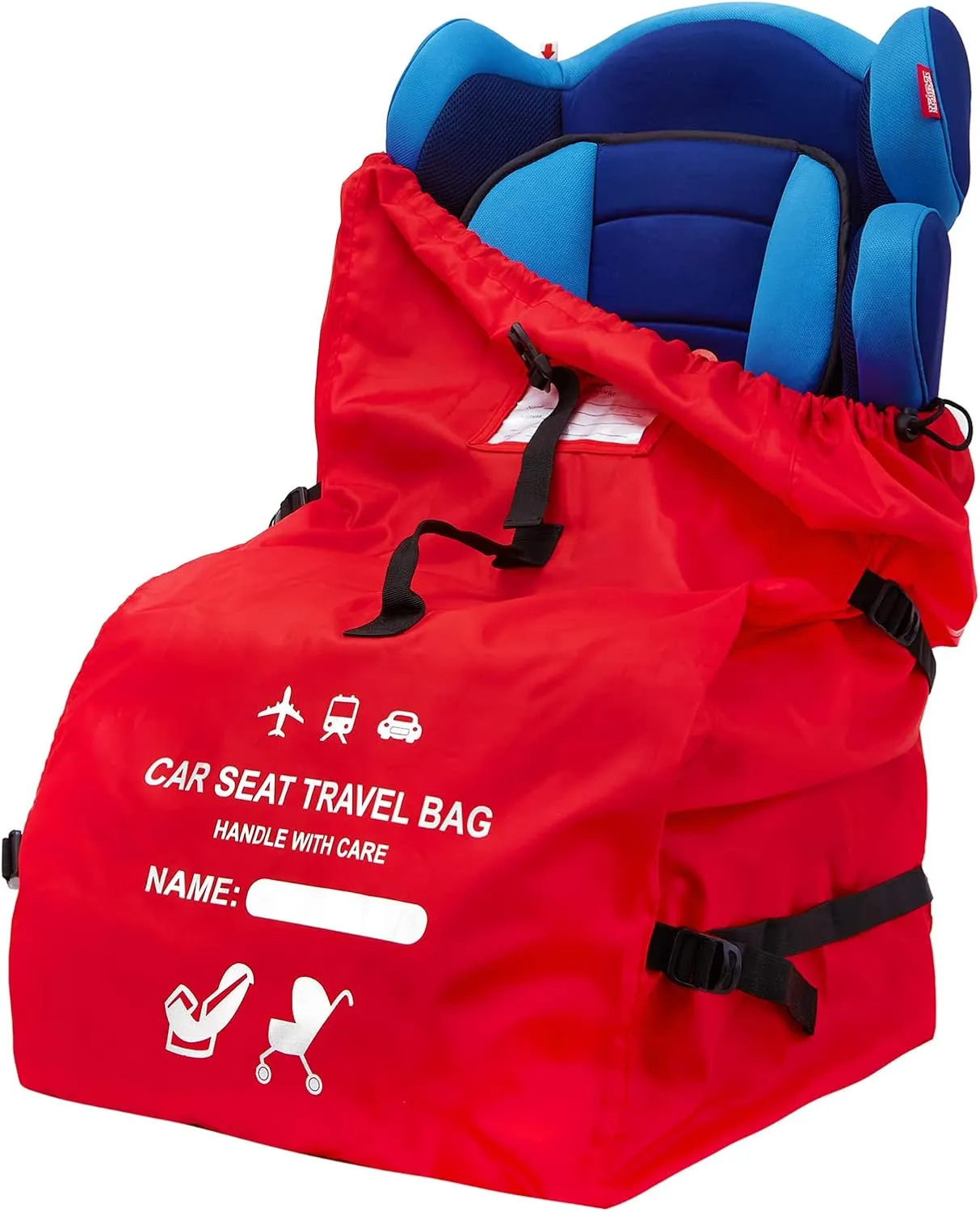 Clearworld Car Seat Travel Bag for Air Travel, Durable Gate Check Bag for Airport,Foldable Baby Stroller Travel Carry Bag, Fits Car Seats, Infant Carriers & Booster,Universal Size Red