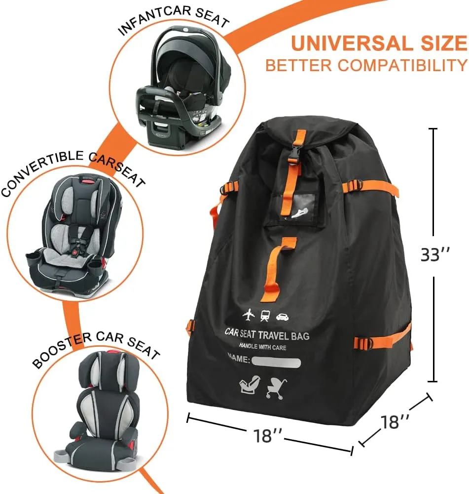 Clearworld Car Seat Travel Bag for Air Travel, Durable Gate Check Bag for Airport,Foldable Baby Stroller Travel Carry Bag, Fits Car Seats, Infant Carriers & Booster,Universal Size