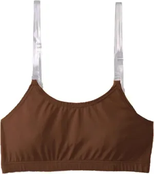 Clementine Apparel - Girls and Women Dance Bra with Clear Detachable Straps Unpadded & Seamless