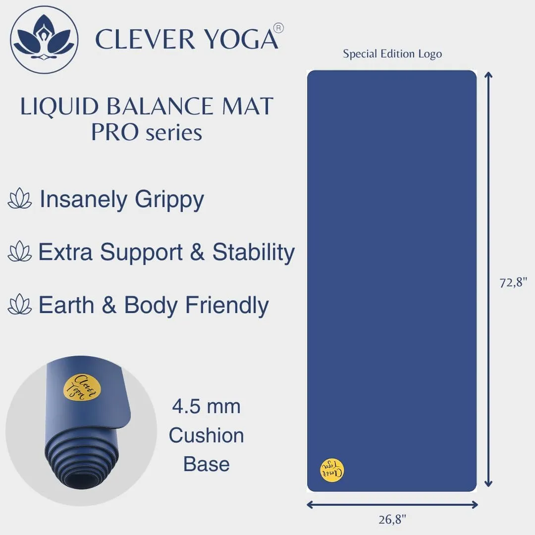 Clever Yoga Liquid Balance Thick Yoga Mat - Pro Exercise Yoga Mat with Non-Slip Surface for Home Gym, Earth-Friendly & Recyclable Pilates and Workout Pad Women & Men, 4.5 mm