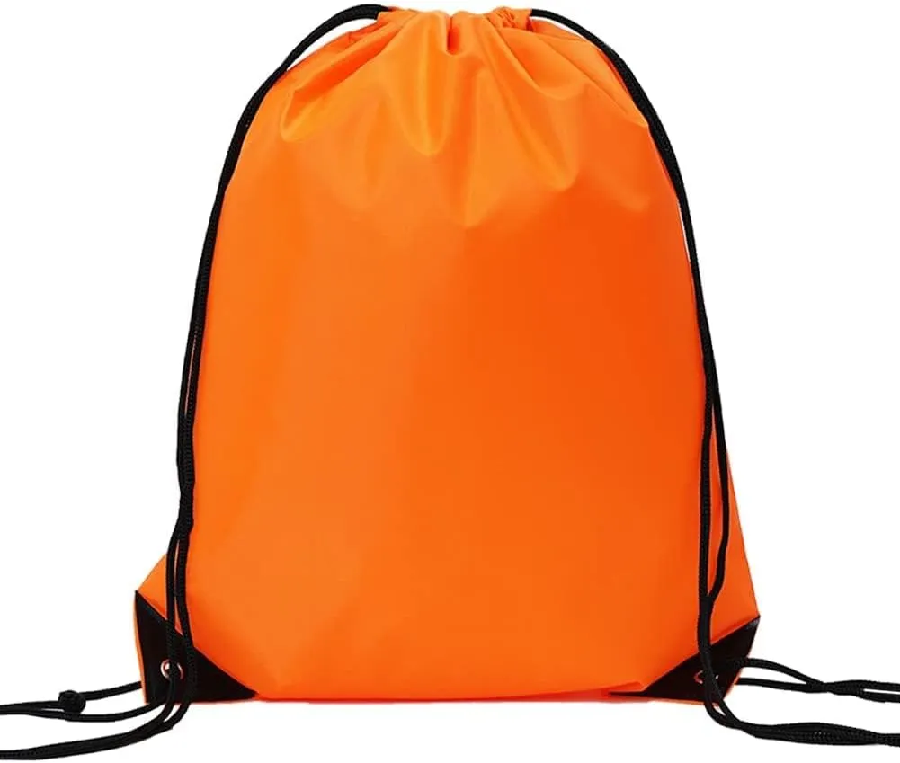 CODOBON 40 Pcs Drawstring Backpack Bulk Draw String Bags Cinch Polyester Bag for Gym Sport, Orange