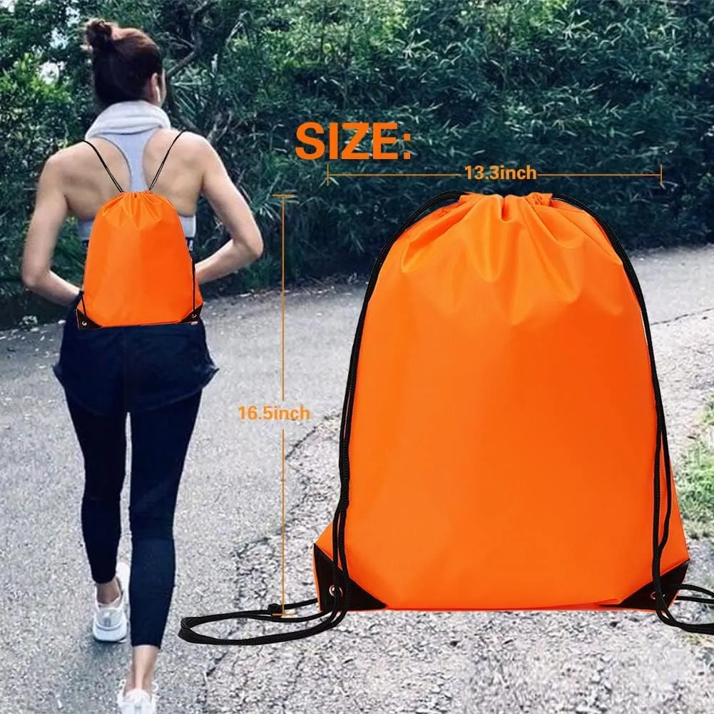CODOBON 40 Pcs Drawstring Backpack Bulk Draw String Bags Cinch Polyester Bag for Gym Sport, Orange