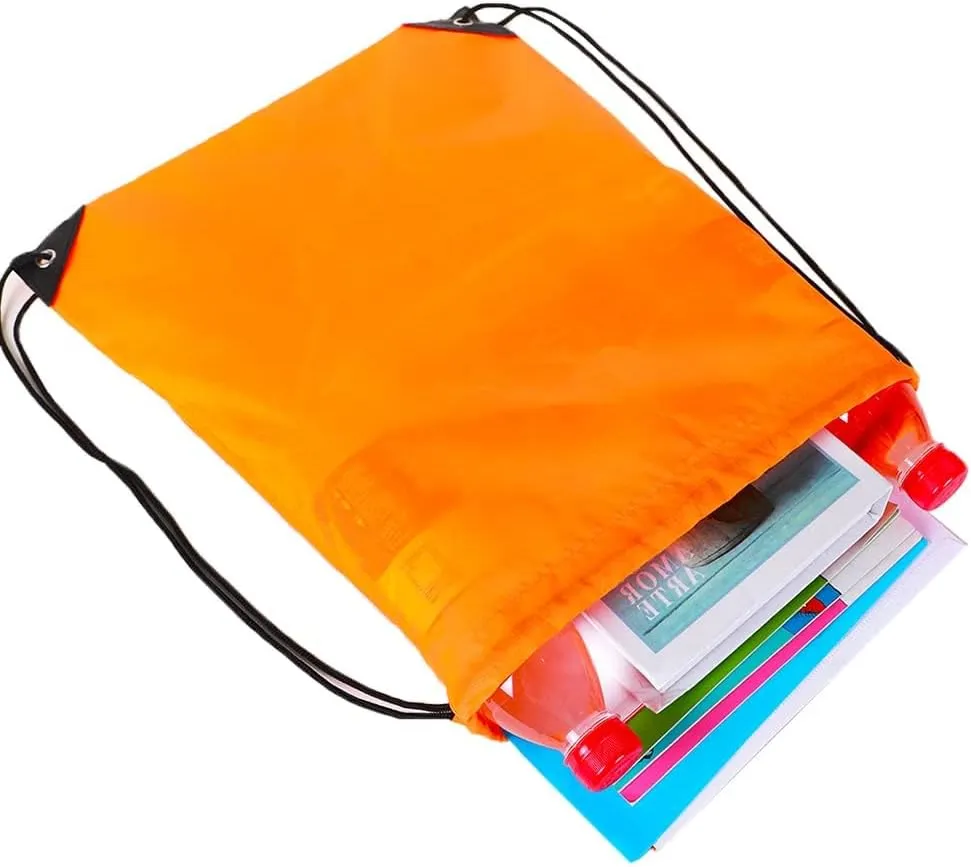 CODOBON 40 Pcs Drawstring Backpack Bulk Draw String Bags Cinch Polyester Bag for Gym Sport, Orange