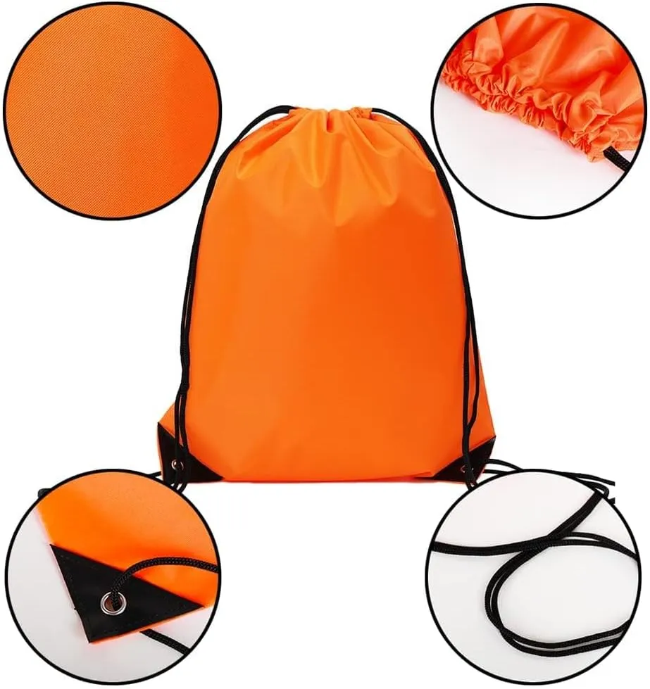 CODOBON 40 Pcs Drawstring Backpack Bulk Draw String Bags Cinch Polyester Bag for Gym Sport, Orange