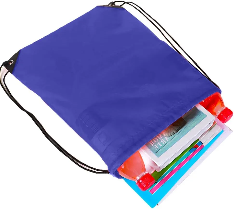 CODOBON 50 Pcs Drawstring Bags, Bulk Draw String Backpack, Cinch Polyester Bag for Gym Sport, Royal Blue