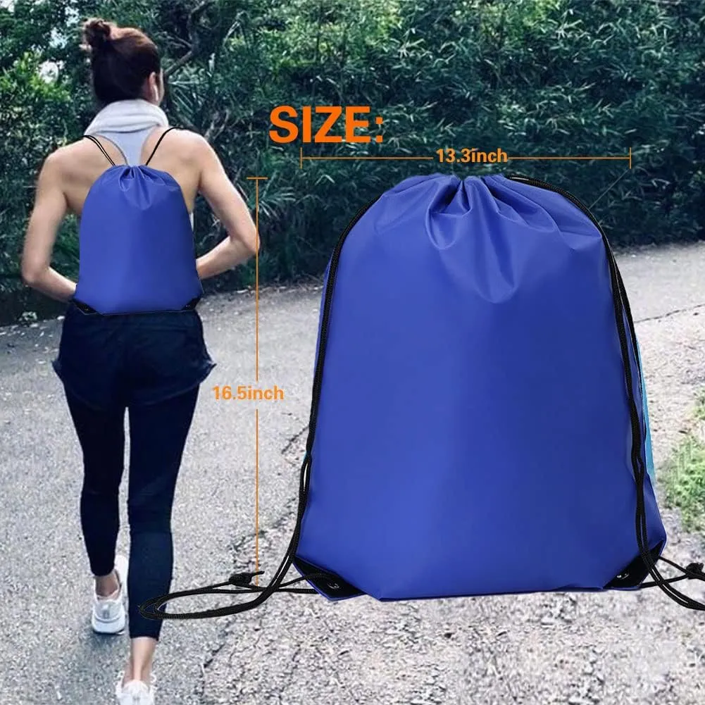 CODOBON 50 Pcs Drawstring Bags, Bulk Draw String Backpack, Cinch Polyester Bag for Gym Sport, Royal Blue