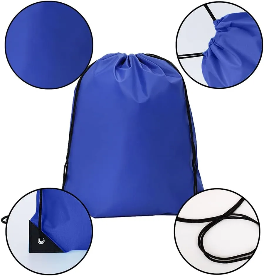 CODOBON 50 Pcs Drawstring Bags, Bulk Draw String Backpack, Cinch Polyester Bag for Gym Sport, Royal Blue