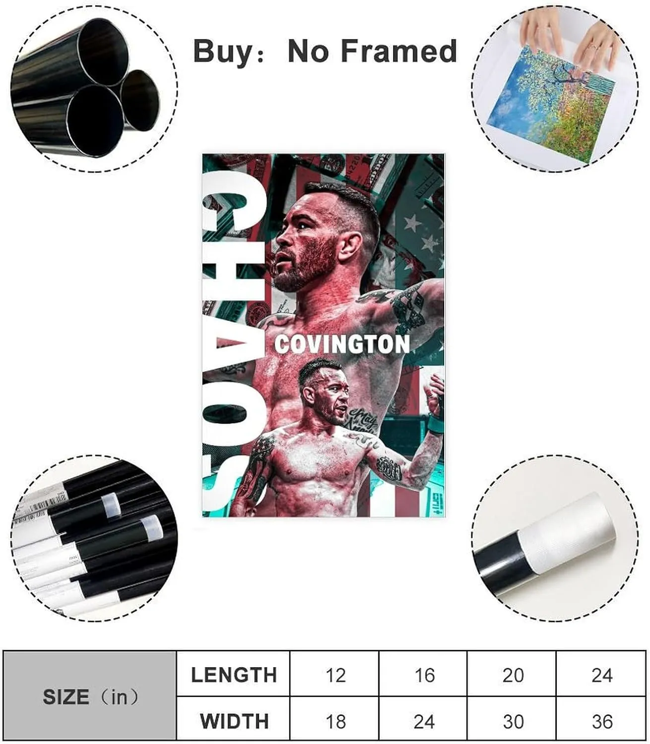 Colby Covington Boxing Athlete Poster1 Canvas Poster Wall Art Decor Print Picture Paintings for Living Room Bedroom Decoration Unframe:12x18inch(30x45cm)