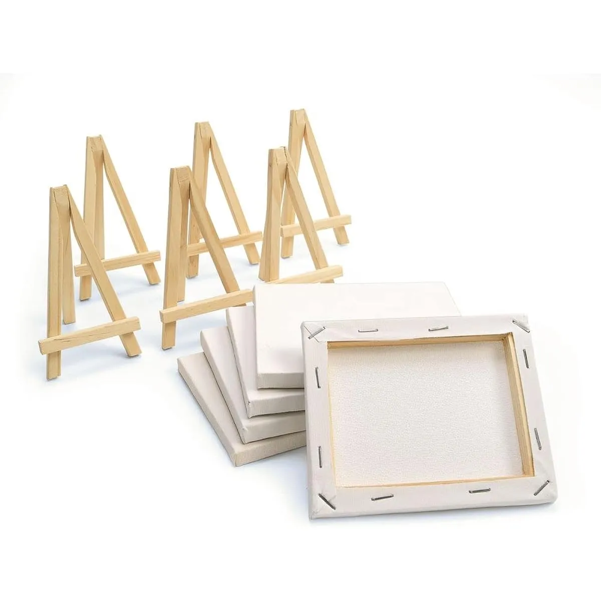 Colorations® Mini Canvas Panels with Easels, Set of 6, Great for Kids Art, Great for School or Home Use, Encourage Creativity, Make Art a Keepsake, Display Art, Each 5" L x 4" W, Easel 4 1/2" H