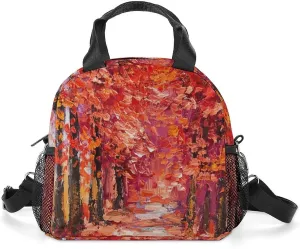 Colorful Autumn Trees Portable Lunch Box Crossbody Bag Tote Insulated with Adjustable Strap Work Beach Picnic