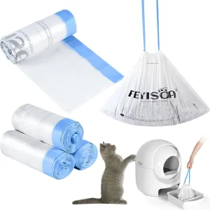 Compatible with PETKIT PuraMax & PuraX - Tear Resistant Cat Litter Box Liners, 80 Pack, 22x12 Inch, 4 Gallon Bags, Drawstring Closure, 2 Mil Thick, Fits Self-Cleaning Litter Boxes