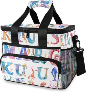 Complete Alphabet Cooler Bag Insulated Cooler Soft Sided Cooler 24 Can Portable Picnic Bag Large Leakproof Lunch Bag Box for Beach Grocery Camping Travel Car Men Women
