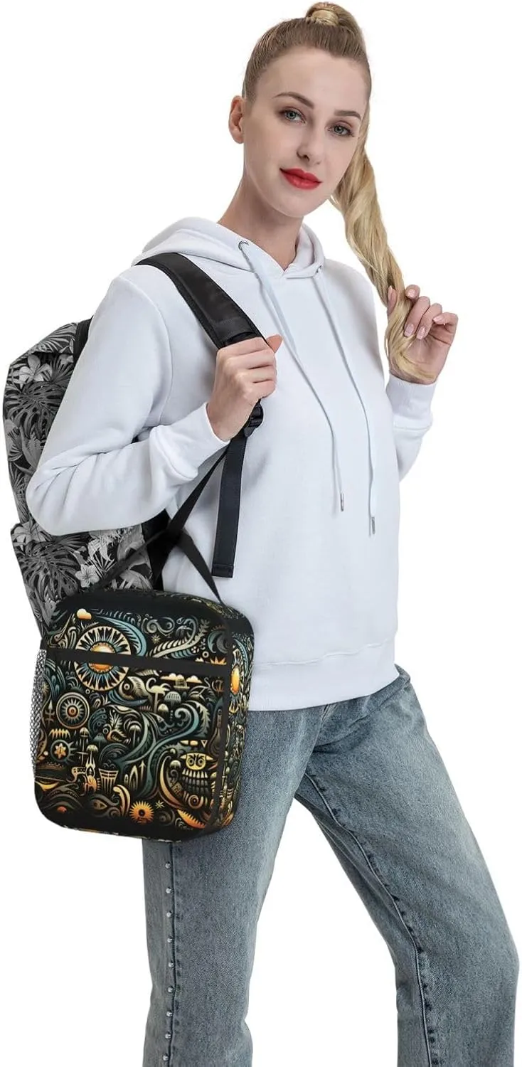 Complex Graphics Lunch Bag Insulated Lunch Box for Women Men Lunch Tote Bags Lunch Boxes for Work Office
