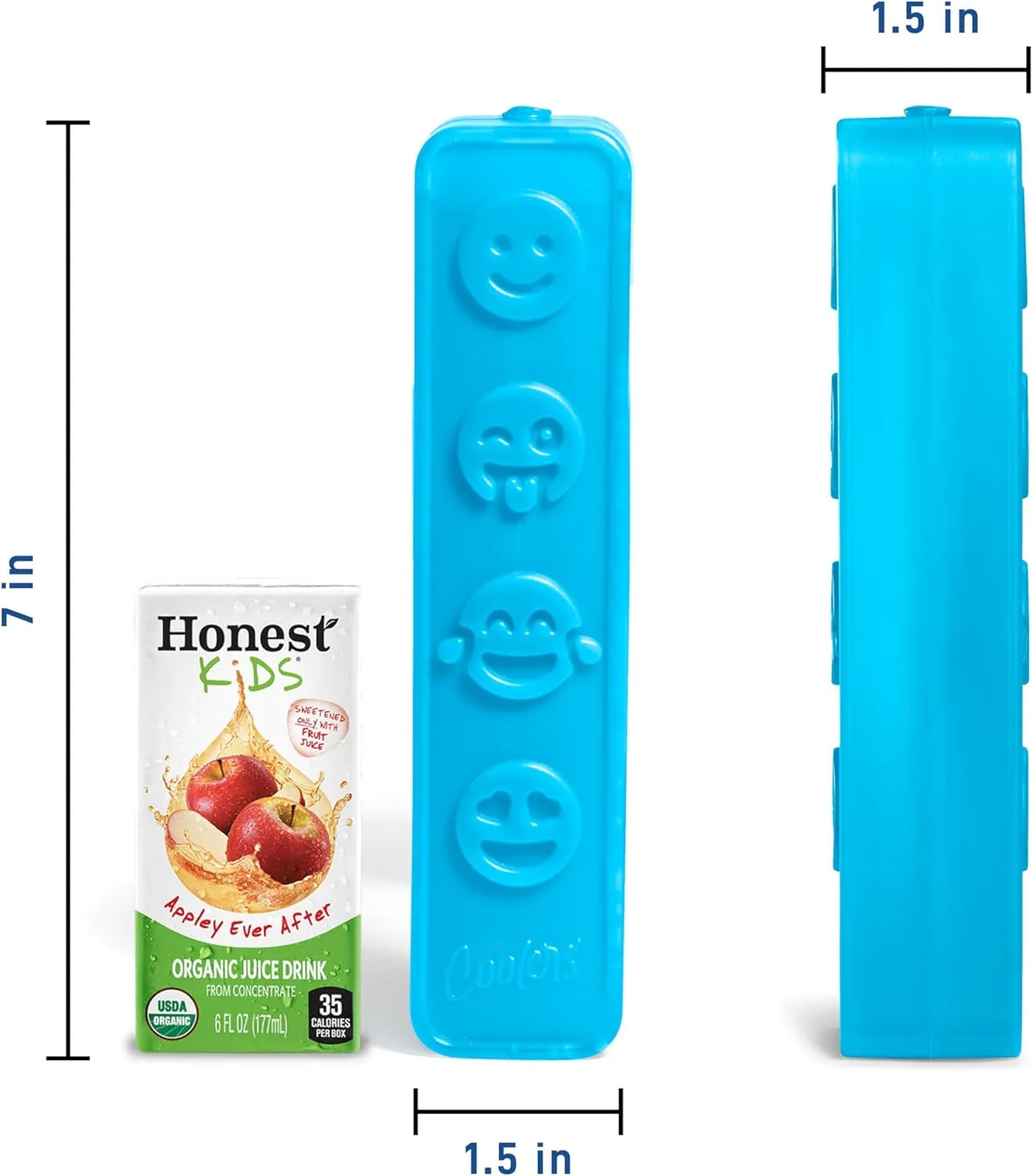 Cool Coolers by Fit & Fresh Kids Icicle Lunch Box Ice Pack Sticks, Icicle Ice Sticks for Lunch Bags and Coolers, Lunch Ice Pack Sticks, Reusable, Multicolored, Smile Icicles, 8PK