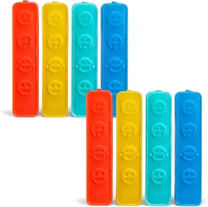 Cool Coolers by Fit & Fresh Kids Icicle Lunch Box Ice Pack Sticks, Icicle Ice Sticks for Lunch Bags and Coolers, Lunch Ice Pack Sticks, Reusable, Multicolored, Smile Icicles, 8PK
