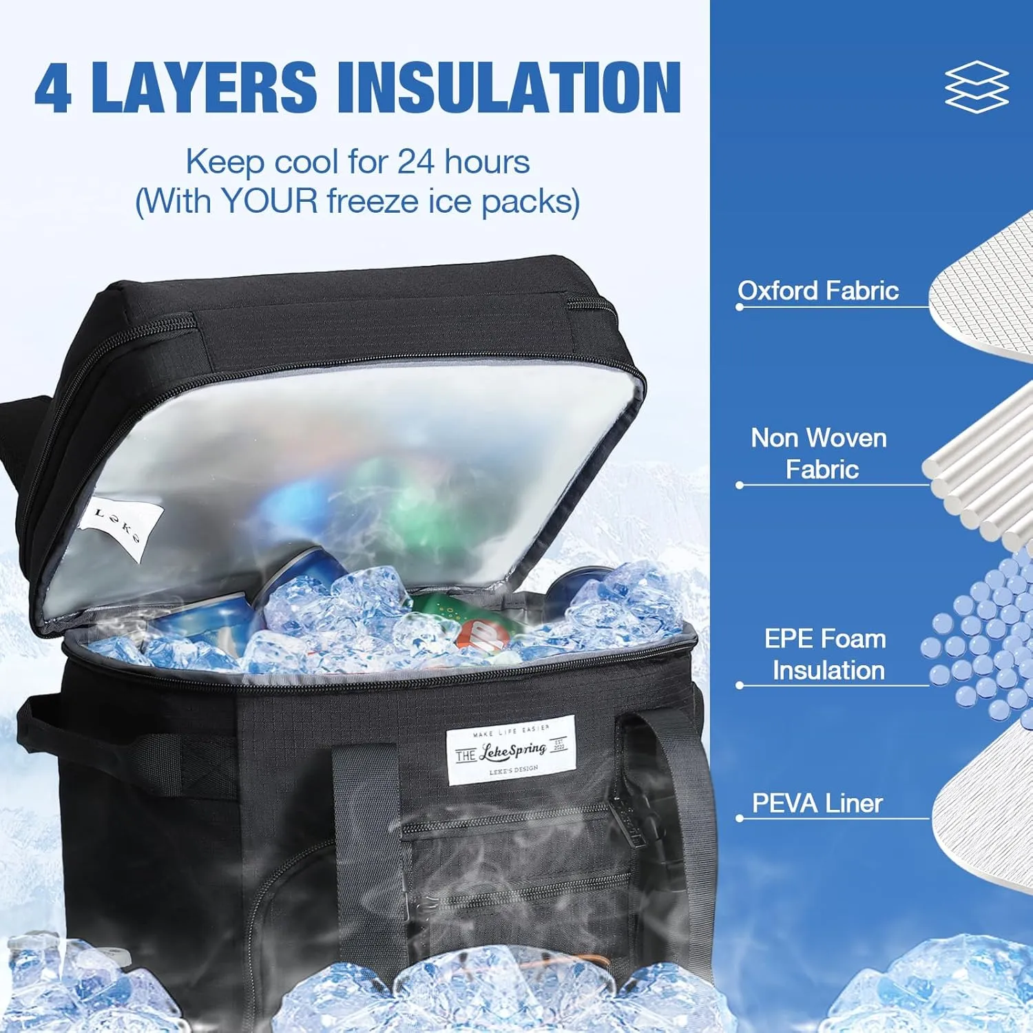 Cooler Backpack Portable Collapsible Rolling Insulated Cooler Leakproof Backpack Cooler