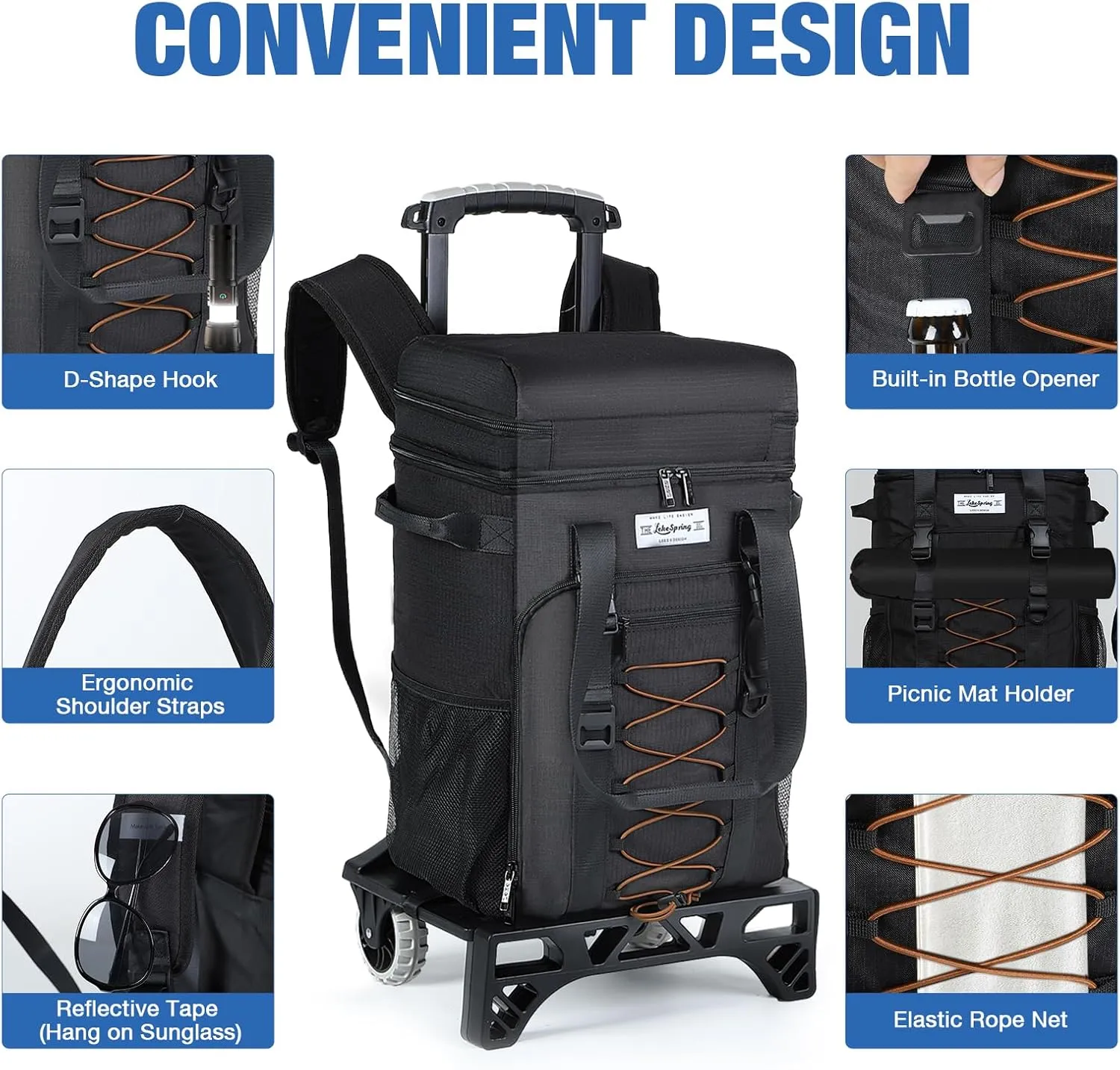 Cooler Backpack Portable Collapsible Rolling Insulated Cooler Leakproof Backpack Cooler