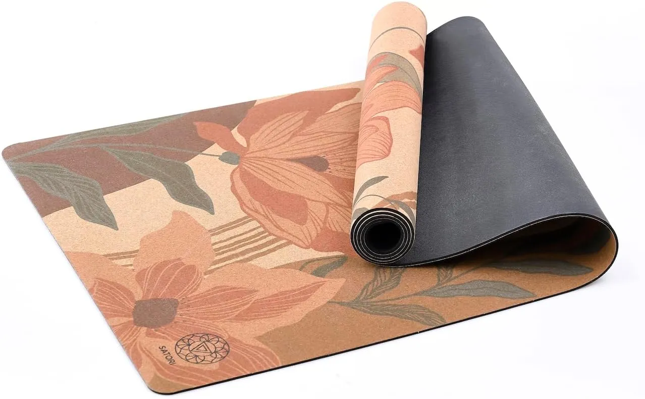 Cork Yoga Mat with Natural Rubber Base, Extra Size, Thickness and Support, Excellent Cushion & Grip, Non-Slip, Non-Toxic, Sweat-Resistant, Sustainable, Eco-friendly Excercise Mat