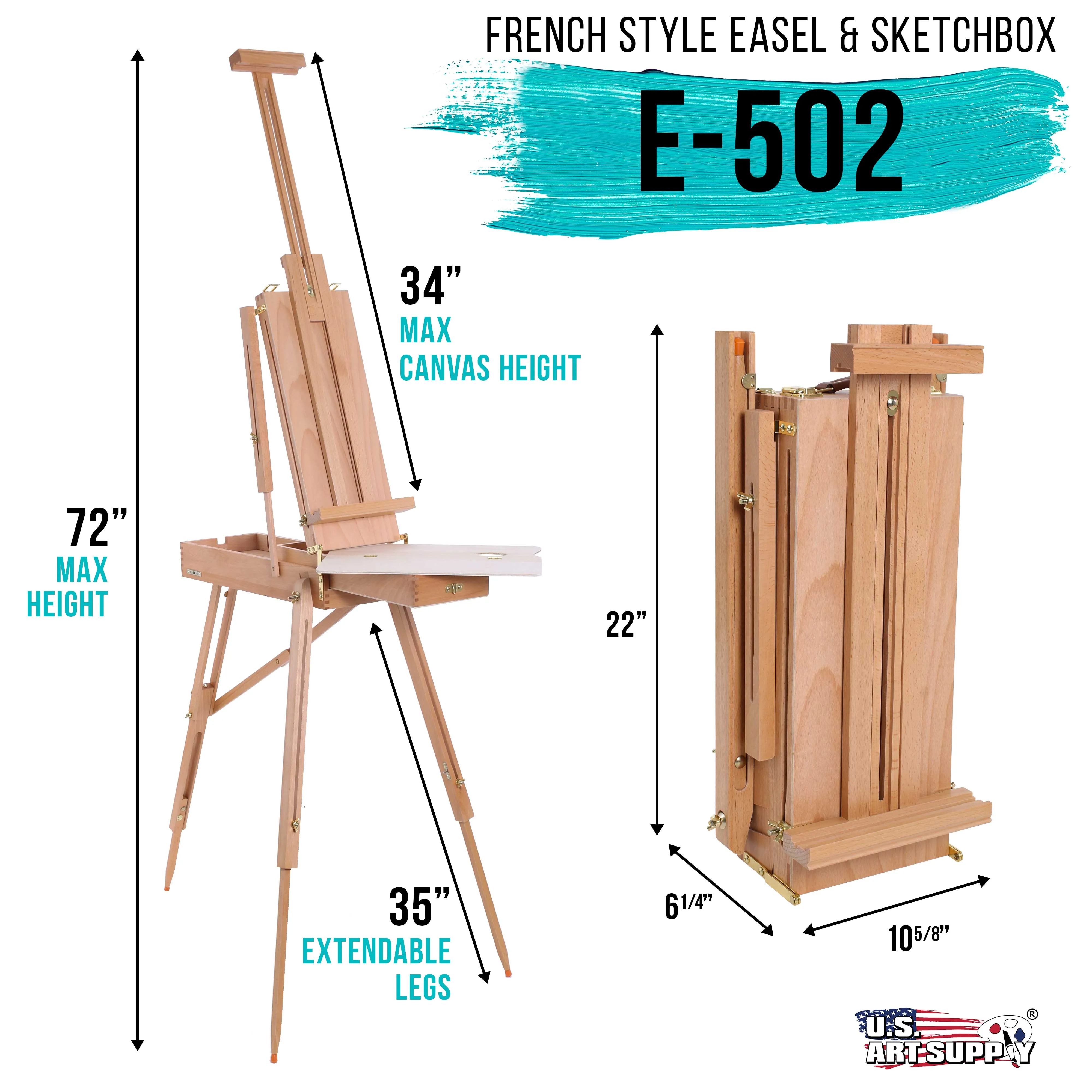 Coronado Small Wooden French Style Field & Studio Sketchbox Easel - Art Easel for Adults, Drawer, Palette - Adjustable Wood Tripod Stand, Portable Artist Table For Painting, Sketching