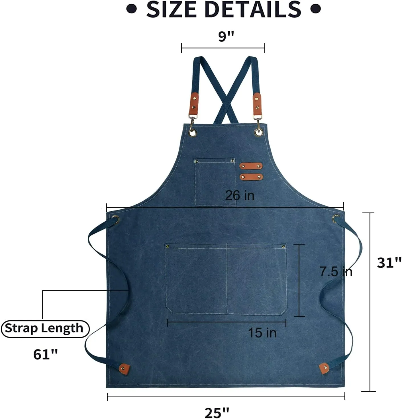 Cotton Canvas Cross Back Apron for Men and Women,Chef Apron With Adjustable Strap and Large Pockets,Kitchen Cooking Baking Bib Heavy Duty Work Apron