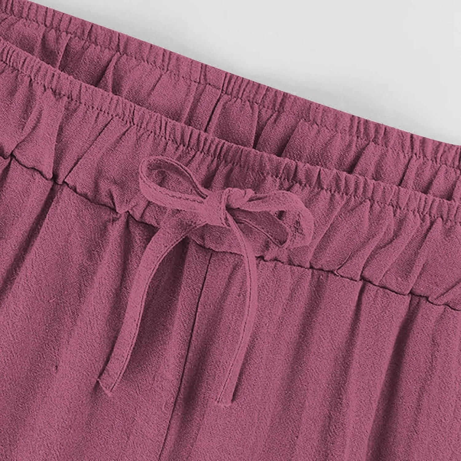 Cotton Linen Pants for Women Dressy Casual Trousers Loose Drawstring Waist Lounge Long Pants Pockets Summer Outfits