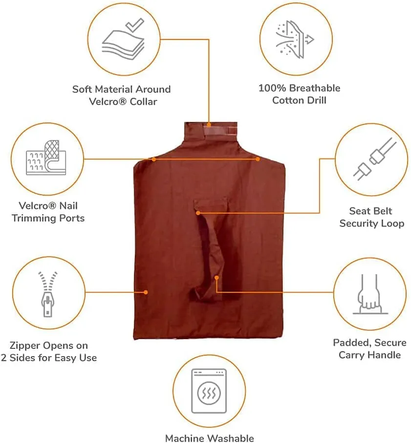 Cozy Comfort Carrier - Large Caramel Pet Carrier for Cat and Cat Restraint for Medication Administration, Nail Clipping, Travel, Vet Visits, and Dental Care