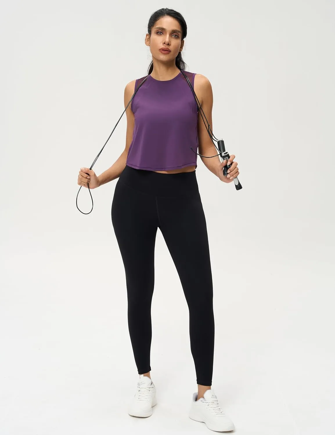 Crop Workout Tops for Women Tank Athletic Running Shirts Mesh Yoga Tops Gym Sleeveless Clothes