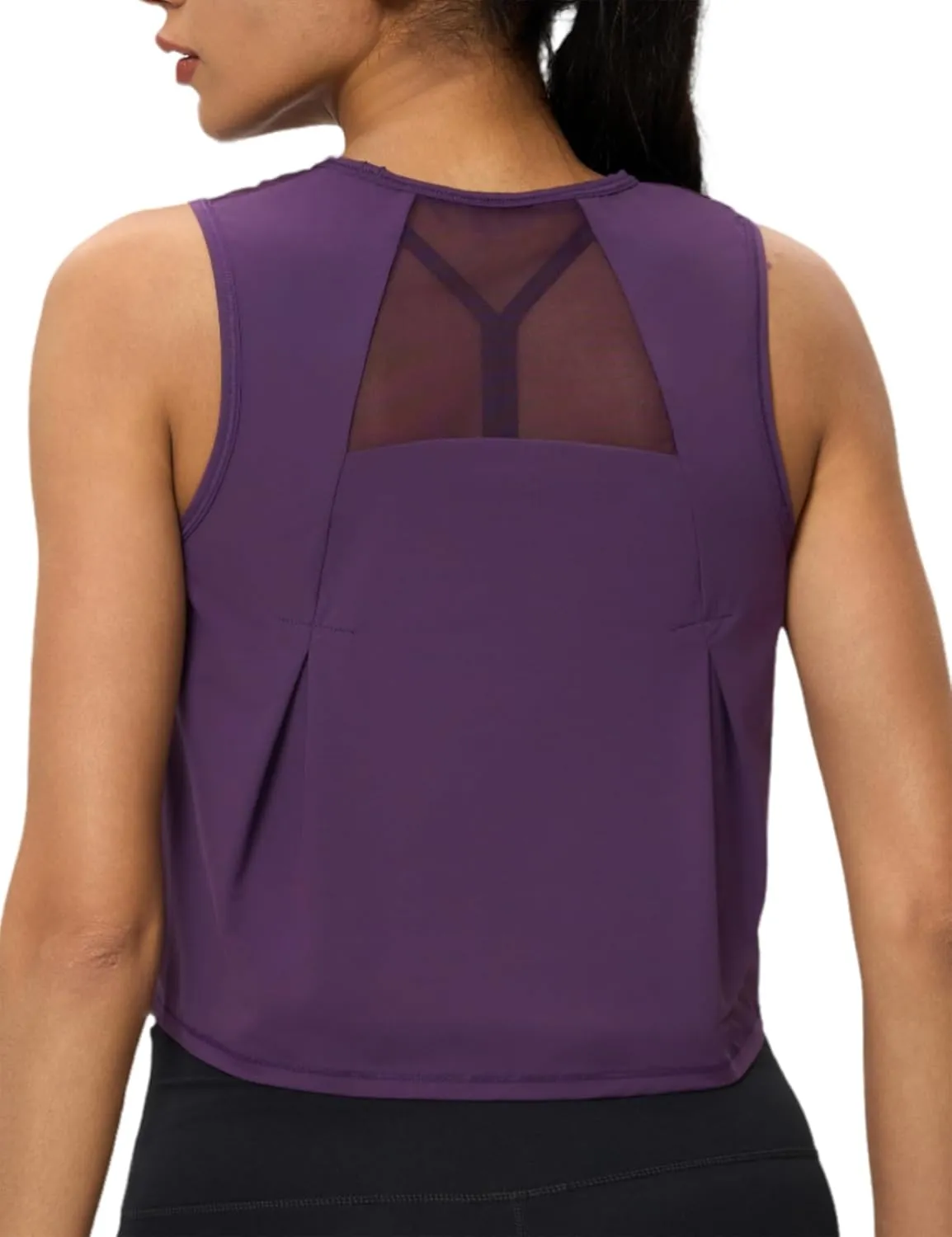Crop Workout Tops for Women Tank Athletic Running Shirts Mesh Yoga Tops Gym Sleeveless Clothes