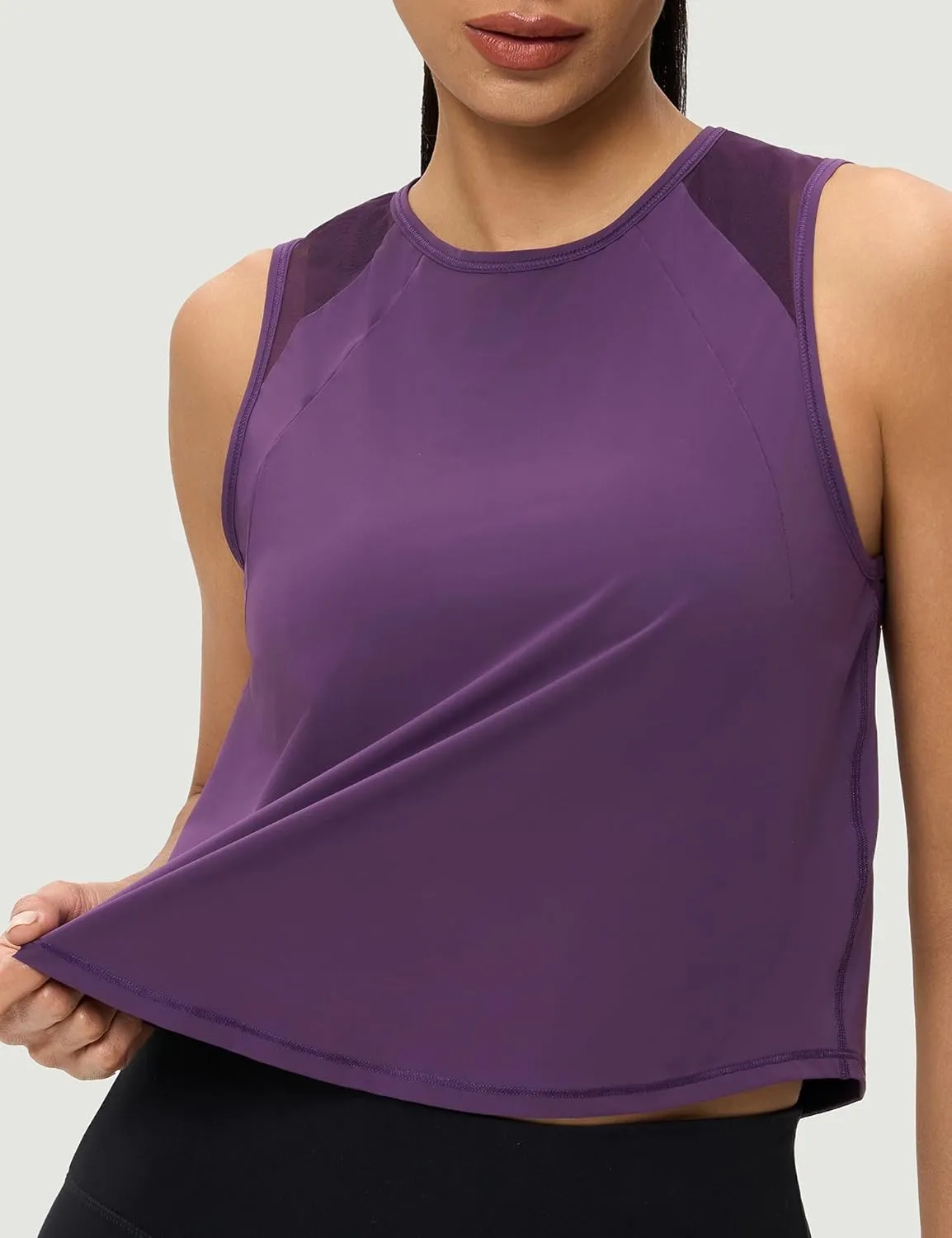 Crop Workout Tops for Women Tank Athletic Running Shirts Mesh Yoga Tops Gym Sleeveless Clothes
