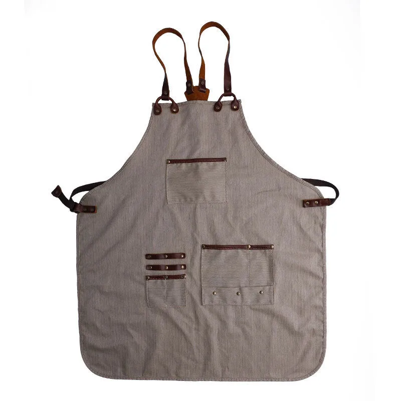 Cross-Back Canvas Chef Apron with Deep Pockets