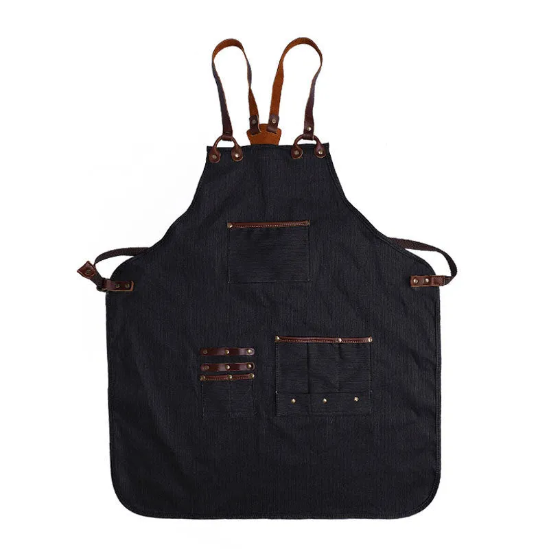 Cross-Back Canvas Chef Apron with Deep Pockets