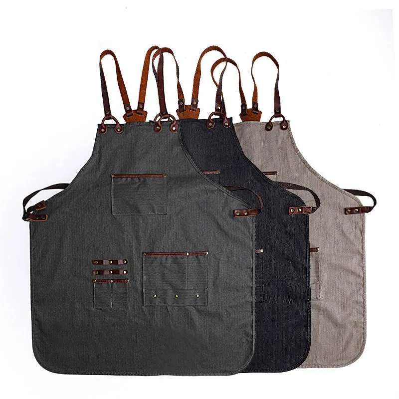 Cross-Back Canvas Chef Apron with Deep Pockets