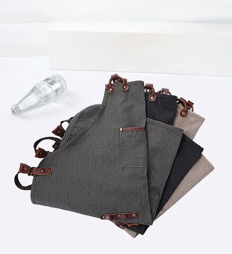 Cross-Back Canvas Chef Apron with Deep Pockets
