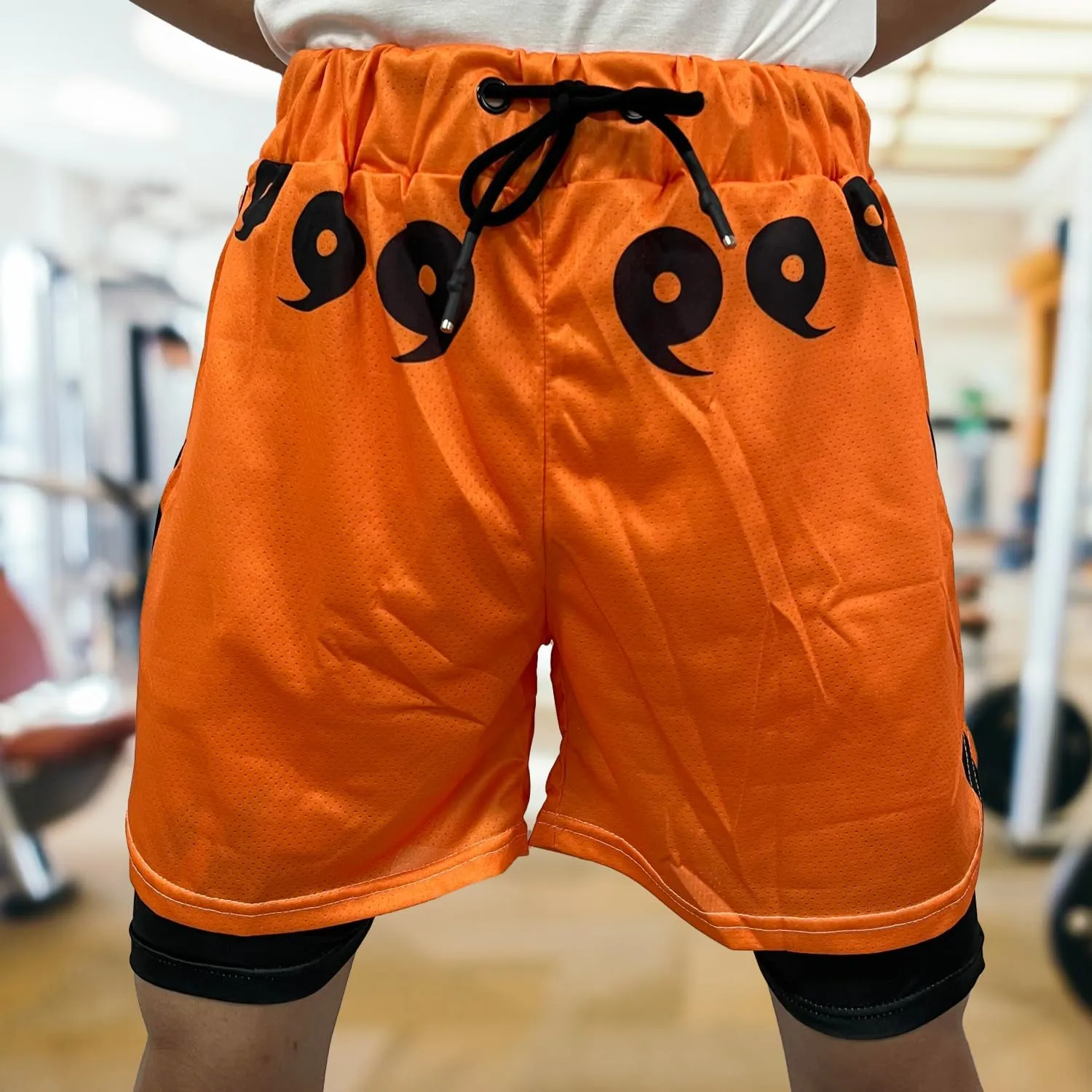 CROWN Anime Shorts - Breathable Stretch Compression Gym Mesh Short with Pockets and Towel Holder