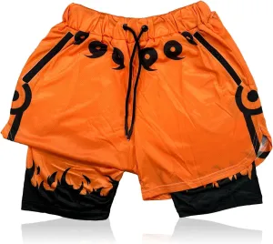 CROWN Anime Shorts - Breathable Stretch Compression Gym Mesh Short with Pockets and Towel Holder