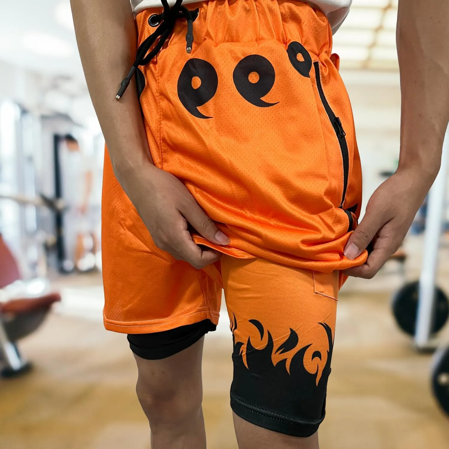 CROWN Anime Shorts - Breathable Stretch Compression Gym Mesh Short with Pockets and Towel Holder