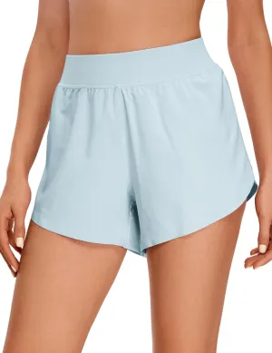 CRZ YOGA Mid Waisted Dolphin Athletic Shorts for Women 4" Lightweight High Split for Gym Workout with Liner Quick Dry