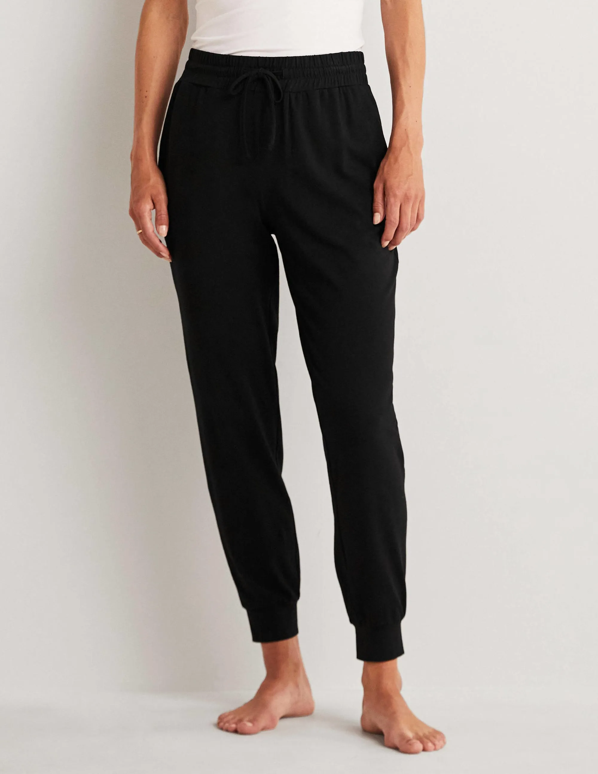 Cuffed Jersey Joggers-Black
