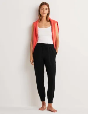 Cuffed Jersey Joggers-Black