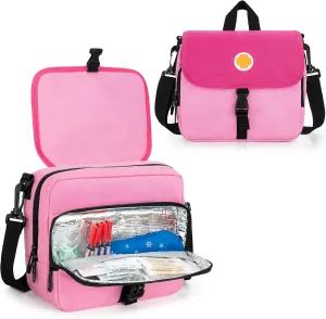 CURMIO Insulin Cooler Travel Case, Portable Diabetic Supplies Organizer with Insulated Pocket and Shoulder Strap for Insulin Pens and Diabetic Supplies