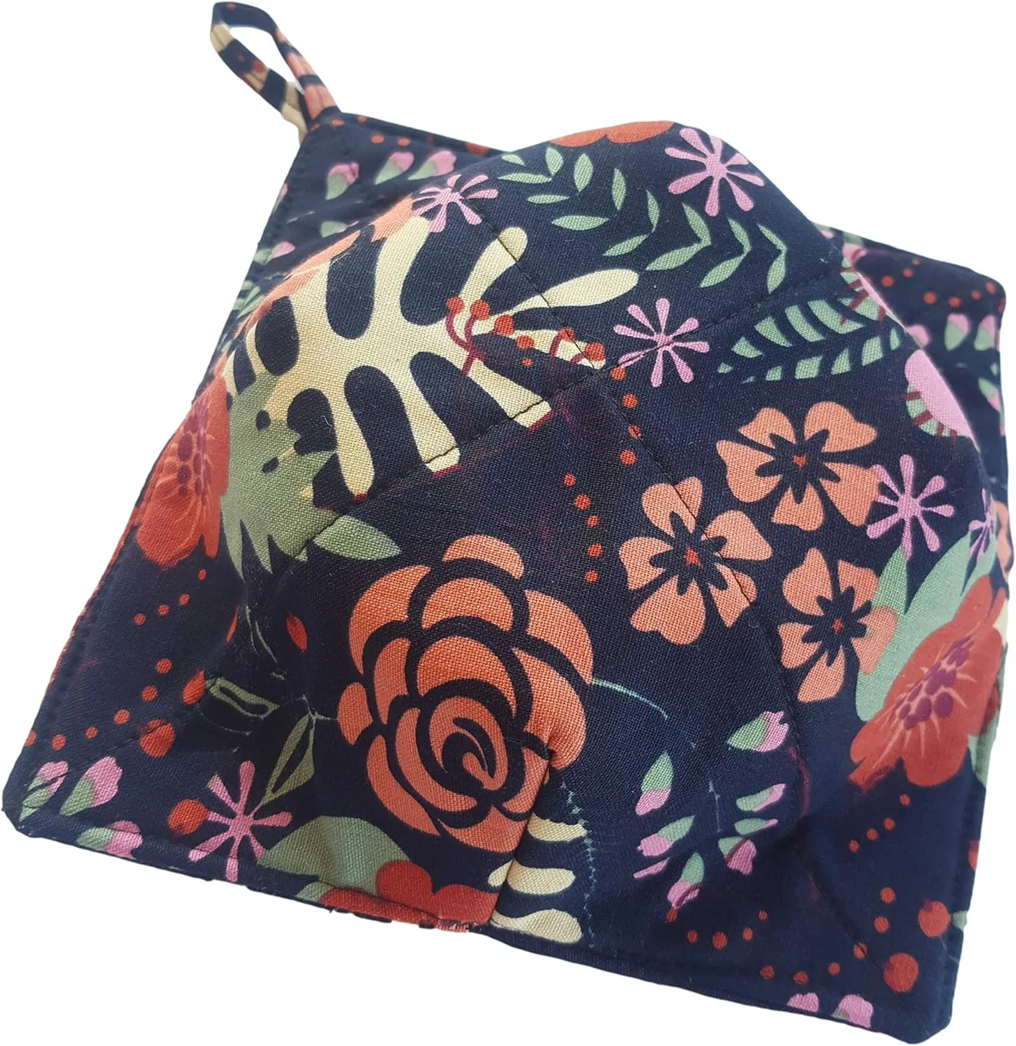 CUSHYSTORE 2X Bowl Cozy Huggers Canvas Holders Heat and Cold Resistant Anti-Scalding Protector 7.5" (Navy Exotic Flower)