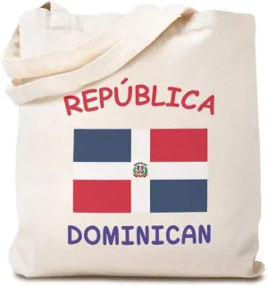 Custom Canvas Tote Reusable Shopping Bag Republican Dominicana Dominican Republic Dominican Republic Flag Beach Bags for Kids Natural Design Only