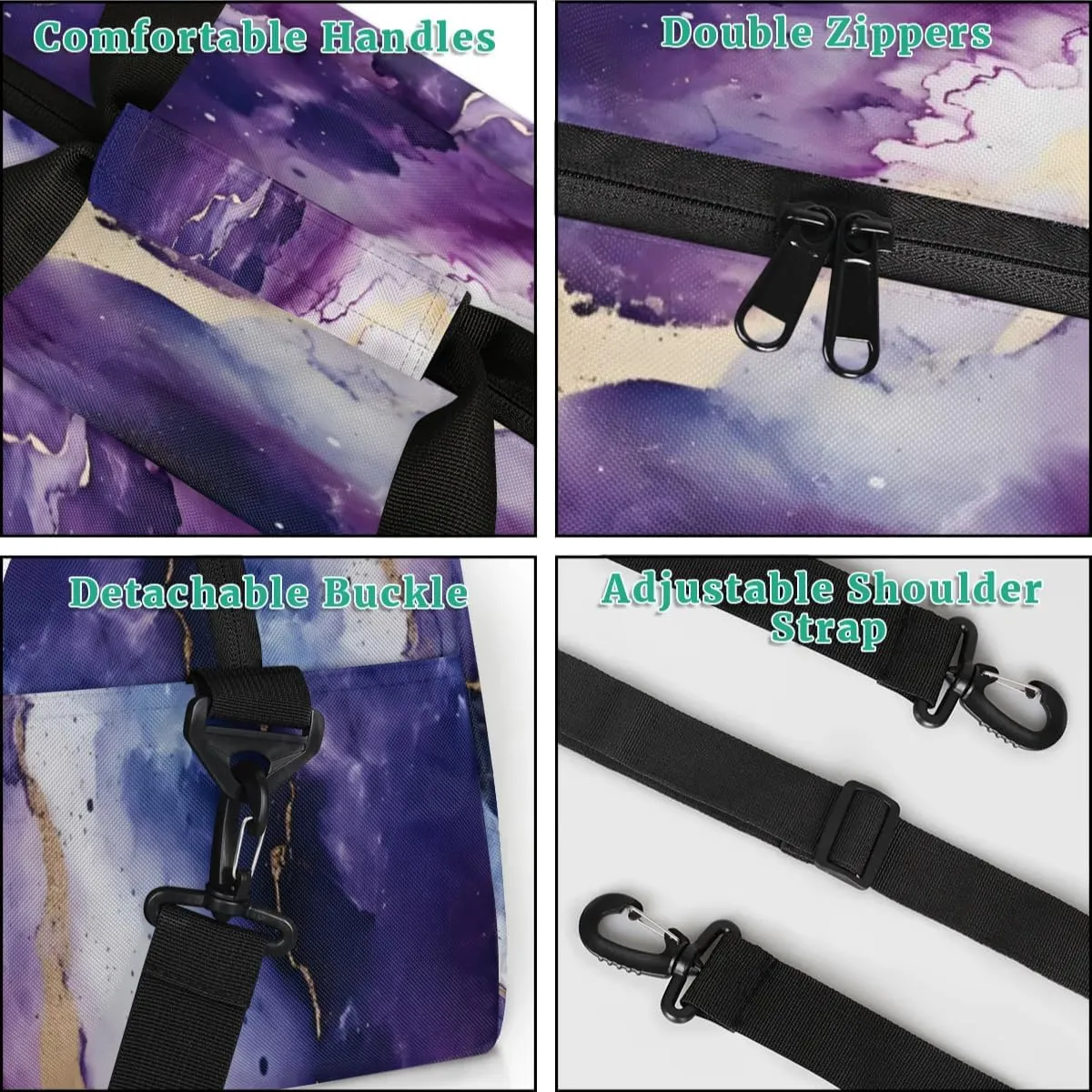 Custom Dance Bag Personalized Duffel Dance Bag Gymnastics Sport Bag, Dancing Silhouette Waterproof Carry on Travel Bag Overnight Weekender Bags, Marble