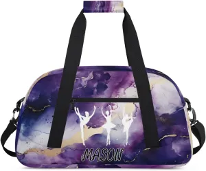 Custom Dance Bag Personalized Duffel Dance Bag Gymnastics Sport Bag, Dancing Silhouette Waterproof Carry on Travel Bag Overnight Weekender Bags, Marble