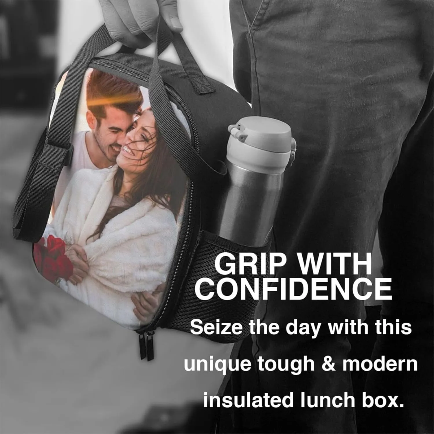 Custom Lunch Box Personalized Lunch Bag for Women Men Add Your Photo Text Logo Customized Insulated Lunch Tote Bag for Work Office Outdoor Travel Picnic, Style 1