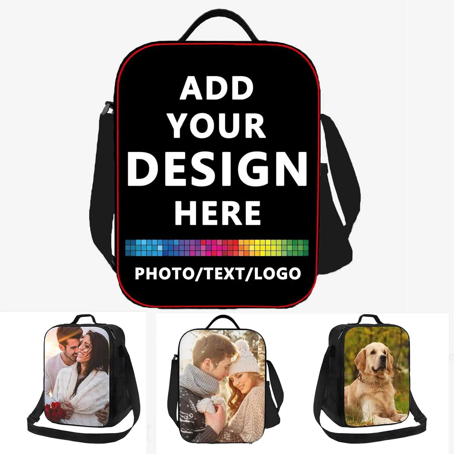 Custom Lunch Box Personalized Lunch Bag for Women Men Add Your Photo Text Logo Customized Insulated Lunch Tote Bag for Work Office Outdoor Travel Picnic, Style 1