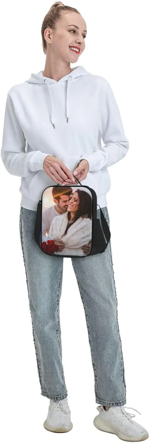 Custom Lunch Box Personalized Lunch Bag for Women Men Add Your Photo Text Logo Customized Insulated Lunch Tote Bag for Work Office Outdoor Travel Picnic, Style 1