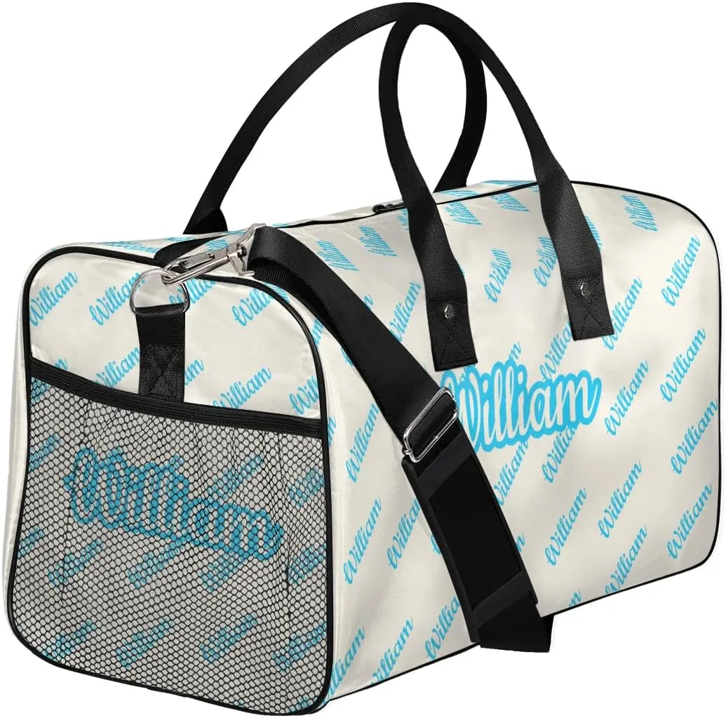 Custom Name Duffel Bag Personalized Sports Bag Dance Gym Bags Travel Overnight Carry-On Duffel Bag for Women Men Waterproof, Beige