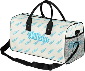 Custom Name Duffel Bag Personalized Sports Bag Dance Gym Bags Travel Overnight Carry-On Duffel Bag for Women Men Waterproof, Beige