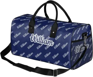 Custom Name Duffel Bag Personalized Sports Bag Dance Gym Bags Travel Overnight Carry-On Duffel Bag for Women Men Waterproof, Dark Blue